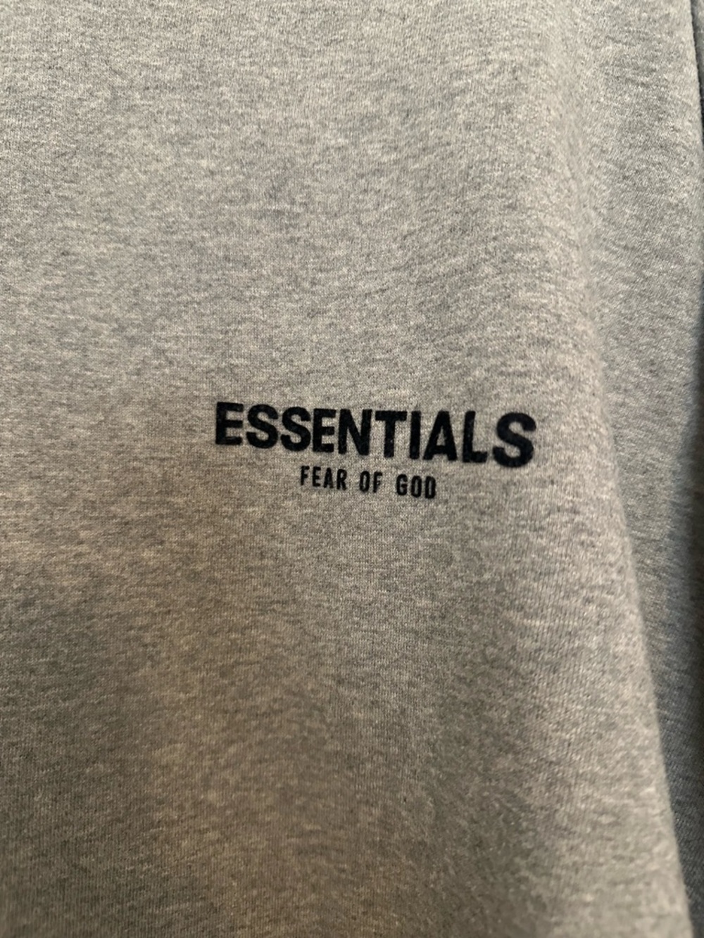 Fear of God ESSENTIALS Heather Gray Hoodie with Black Logo - Picture 3 of 7